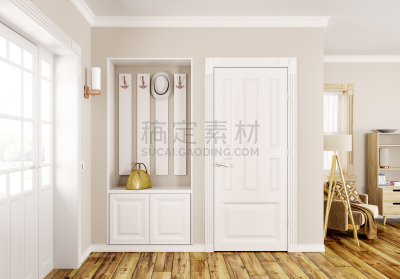 走廊,现代,三维图形,室内,水平画幅,无人,灯,居住区,门厅,白色