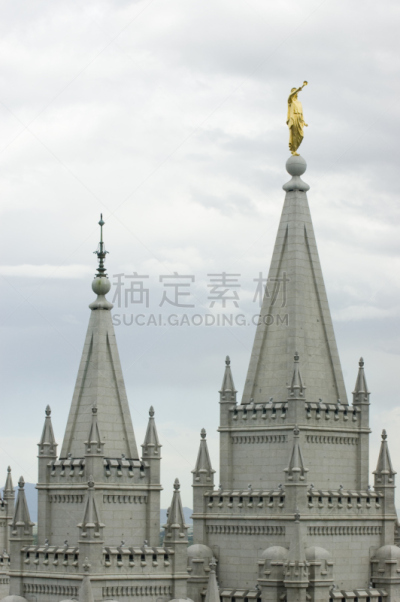犹他,盐湖城,尖顶,垂直画幅,景观设计,建筑,无人,天使,摩门教