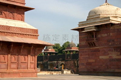宫殿,在之间,海上航道,akbar the great,胜利之城,纱丽,阿格拉,水平画幅,走廊,人群