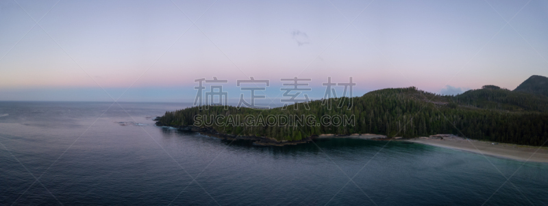 太平洋,航拍视角,曙暮光,云,加拿大,温哥华岛,海岸线,公元前,水湾,夏天