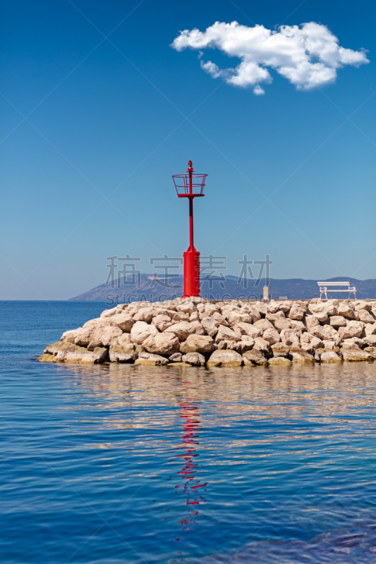 浆,灯塔楼,海景,码头,海洋,宁静,红松,自然美,白色,独处
