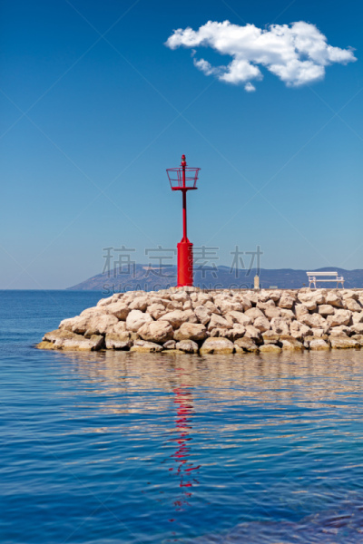 浆,灯塔楼,海景,码头,海洋,宁静,红松,自然美,白色,独处