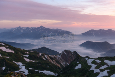 山,自然,七月,风景,黄昏,图像,中部山岳国立公园,无人,里山,户外活动