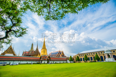 玉佛寺,曼谷,寺庙,金叶,水平画幅,无人,犹太教会堂,夏天,户外,大门