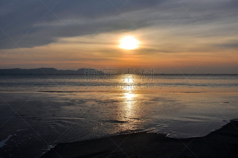 黎明,海景,越南,芽庄,海洋,海滩,自然美,在上面,云,户外