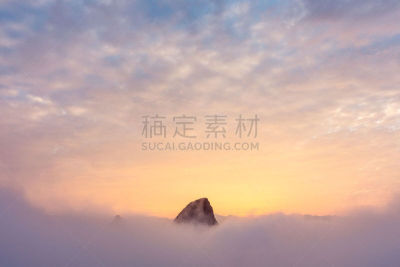 阳朔,多云,地形,黎明,雾,山顶,水,美,水平画幅,山