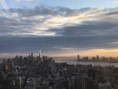 下曼哈顿区,天空,水平画幅,高视角,无人,户外,都市风景,纽约,国际著名景点,彩色图片