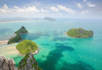 泰国,小的,巴蜀,航拍视角,岛,海湾,空的,云景,热带气候,云