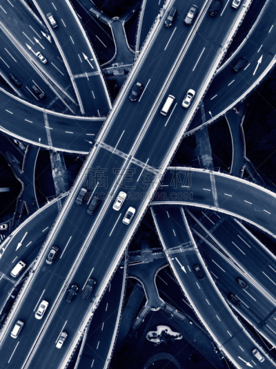 公路,环形路,十字路口,上海,立交桥,多车道公路,路口,垂直画幅,高视角,陆用车