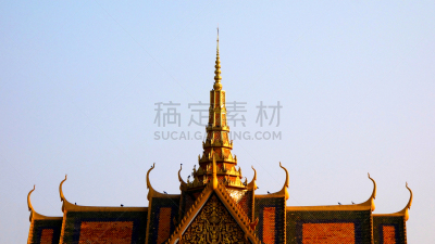 金边,旅游目的地,柬埔寨,深的,环境,橙色,瓷砖,杂色的,瓦,亚洲人种