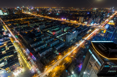 北京,北京cbd国际高尔夫国际俱乐部,三里屯,天空,水平画幅,高视角,夜晚,无人,户外,都市风景