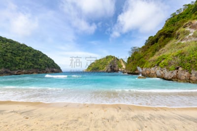 海滩,风景,广角,热带气候,无人机,海岸线,岩石,珊瑚,水湾,夏天
