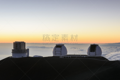云,在上面,寒冷,安静,太平洋岛屿,橙色,黄昏,背景,休眠火山,夏天