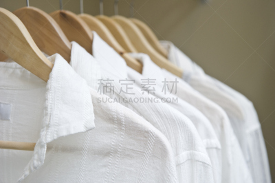 衣柜,衬衫,白色,衣服,服装店,悬挂的,特写,现代,重复