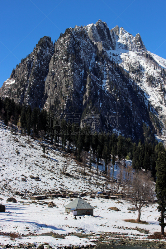 雪,冬天,印度,山谷,山,索马,查谟和克什米尔,垂直画幅,天空,气候