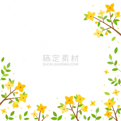 背景,连翘属植物,贺卡,边框,枝繁叶茂,模板,韩国,3到4个月,植物,户外