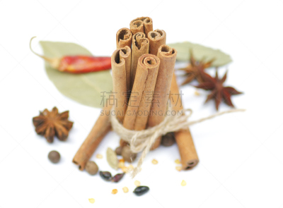 香料,多样,多花紫树,饮食,芳香的,水平画幅,印度人,白色背景,茴芹
