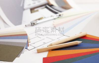 概念,设计师,居住区,水平画幅,色板,建筑,蓝图,时尚,铅笔,工具