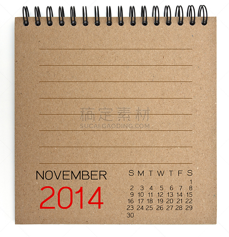 日历,2014年,纸,十一月,褐色,纹理,垂直画幅,无人,日记,做计划