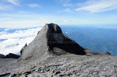 京那峇鲁山,顶部,天空,水平画幅,山,雪,户外,马来西亚,花岗岩,自然