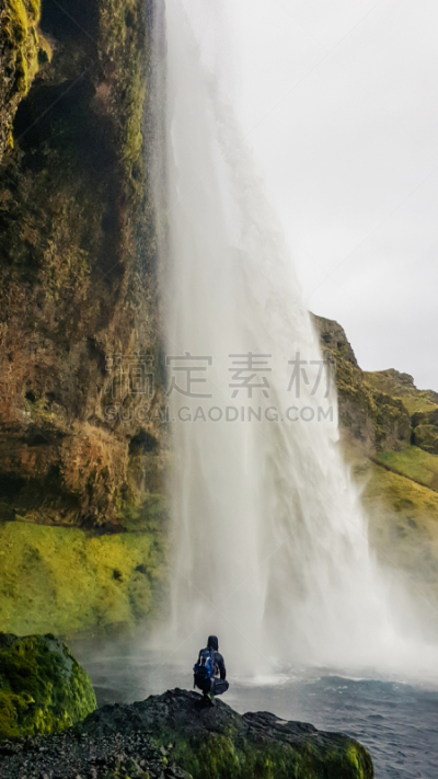 瀑布,冰岛国,几乎,青年男人,自然神力,儿童,河流,户外,北,幸福