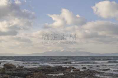 岩石,阿伦岛,波浪,水平画幅,无人,苏格兰,户外,克莱德河口湾,海洋,摄影