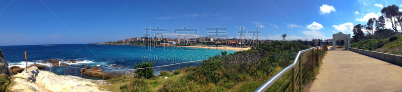 库吉海滩,新南威尔士,海岸地形,澳大利亚,伯利海滩,coogee,木板路,天空,水平画幅,无人