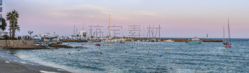 曙暮光,圣诞老公,水,水平画幅,无人,海港,夏天,巴利阿里群岛,户外,伊比沙岛镇