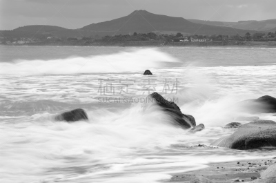 岩石,波浪,滚筒除臭剂,海滩,天空,水平画幅,地形,爱尔兰共和国,无人,海啸