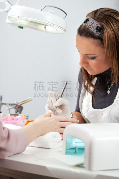 指甲,垂直画幅,留白,半身像,顾客,spa美容,健康,商店,灯,化妆用品