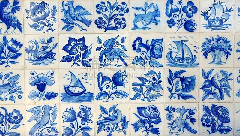 蓝色,瓷砖,葡萄牙,式样,艺术,水平画幅,纹理效果,墙,无人,手艺