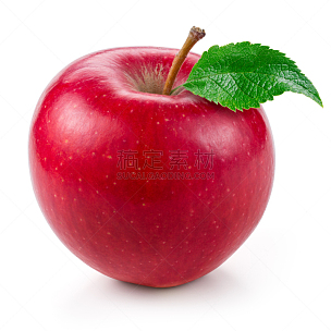清新,白色,红色,苹果,叶子,分离着色,一个物体,背景分离,食品,维生素