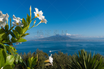 那不勒斯海湾,维科艾昆赛,意大利,水平画幅,山,维苏威火山,凝灰岩,夏天,户外,海滩