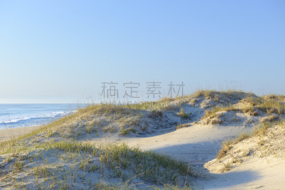 早晨,海滩,沙丘,光,都市风光,北卡罗来纳,海特瑞斯角,水平画幅,沙子,无人