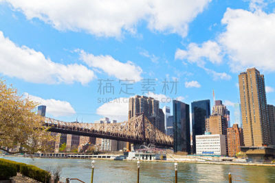 春天,曼哈顿,东河,都市风景,天空,未来,风,水平画幅,腰部以下,樱桃