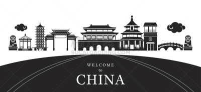 亭台楼阁,过去,云,著名景点,大门,背景,绘画插图,建筑,市区,建筑结构