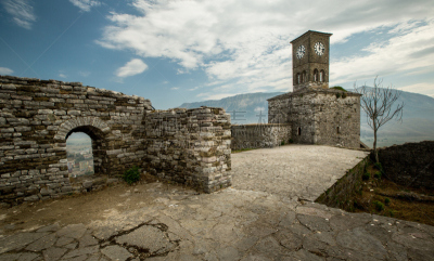 吉洛卡斯塔,水平画幅,地拉那,建筑,乡村,欧洲,旅行者,户外,要塞,钟