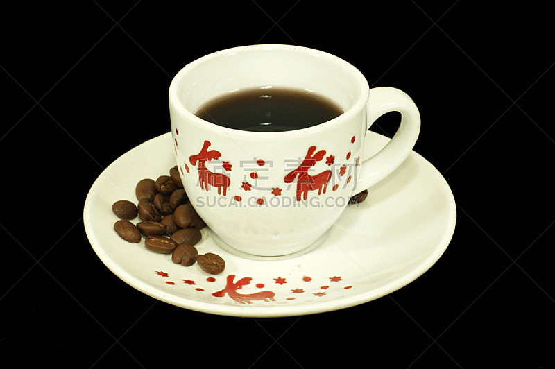 浓咖啡,烤咖啡豆,水平画幅,无人,圣诞老人,饮料,特写,热可可,咖啡