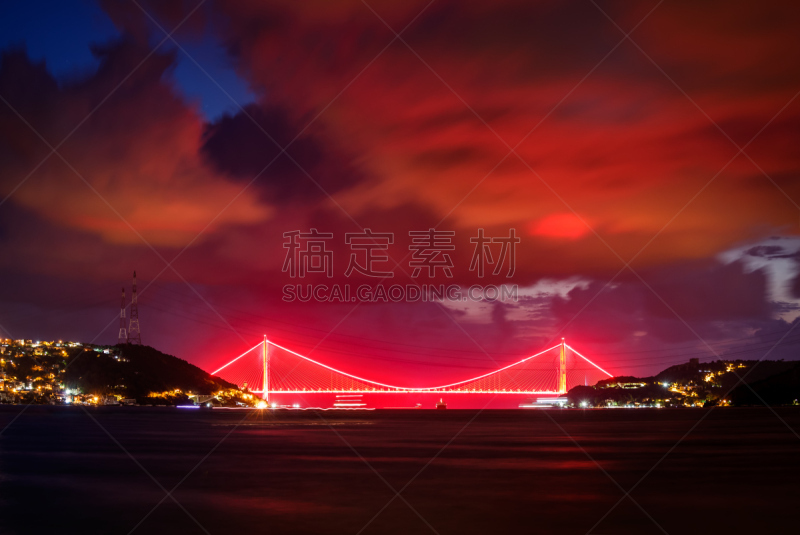 数字3,伊斯坦布尔,桥,亚武兹苏丹塞利姆大桥,水平画幅,夜晚,户外,云景,起重机,亨利八世