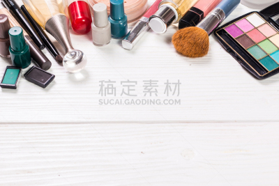 留白,彩妆,背景,商品,多样,木制,艺术家,睫毛膏,化妆用品,画笔