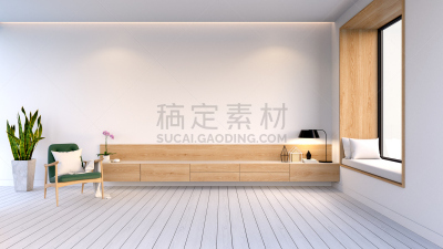 白色,扶手椅,柜子,木制,室内,起居室,极简构图,绿色,墙,三维图形