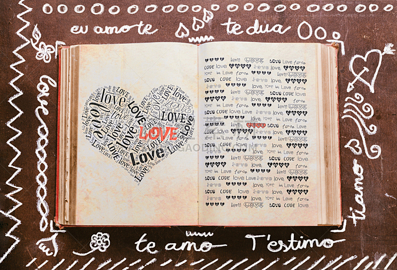 文字,心型,恋爱集会,旧约书,字母,水平画幅,符号,古典式,浪漫,书页