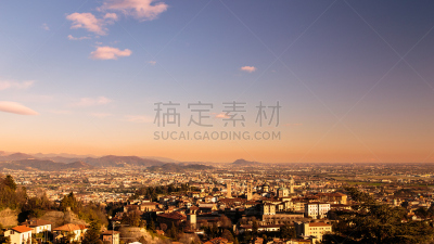 贝加莫,色彩鲜艳,阿尔塔,卢扎钟楼,伦巴第大区, 米兰,亭台楼阁,顶部,纪念碑