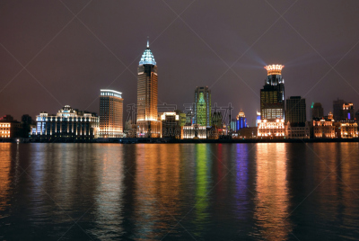 夜晚,外滩,水平画幅,建筑,无人,上海,城市天际线,古老的,古典式,户外