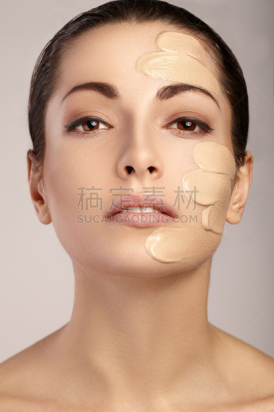 粉底,化妆用品,皮肤,青年女人,垂直画幅,美,彩妆,拟人笑脸,美人,干净