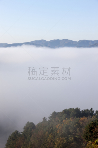 山,雾,春川,江原道,自然,垂直画幅,地形,秋天,无人,早晨