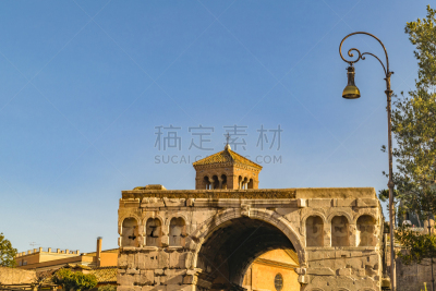 拱门,罗马,杰纳斯,意大利,纪念碑,天空,古董,水平画幅,无人