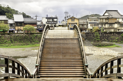 岩国,日本,桥,锦川,锦带桥,山口县,城镇景观,水平画幅,无人,湿