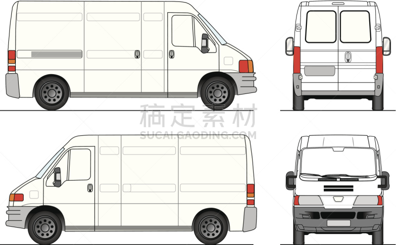 标致,旅行车,扩胸机,皮卡车,车轮,无人,绘画插图,电灯,白色背景,组物体