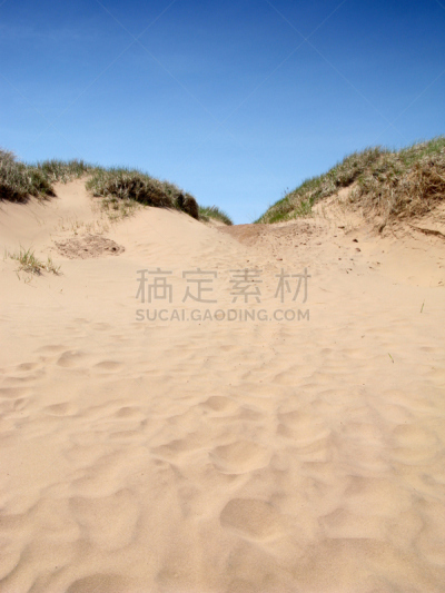 沙丘,小路,滨草,垂直画幅,低视角,天空,留白,沙子,爱德华王子岛,无人